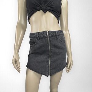 FOREVER 21 Small‎ Asymmetrical Black Denim Skirt Casual Summer Streetwear